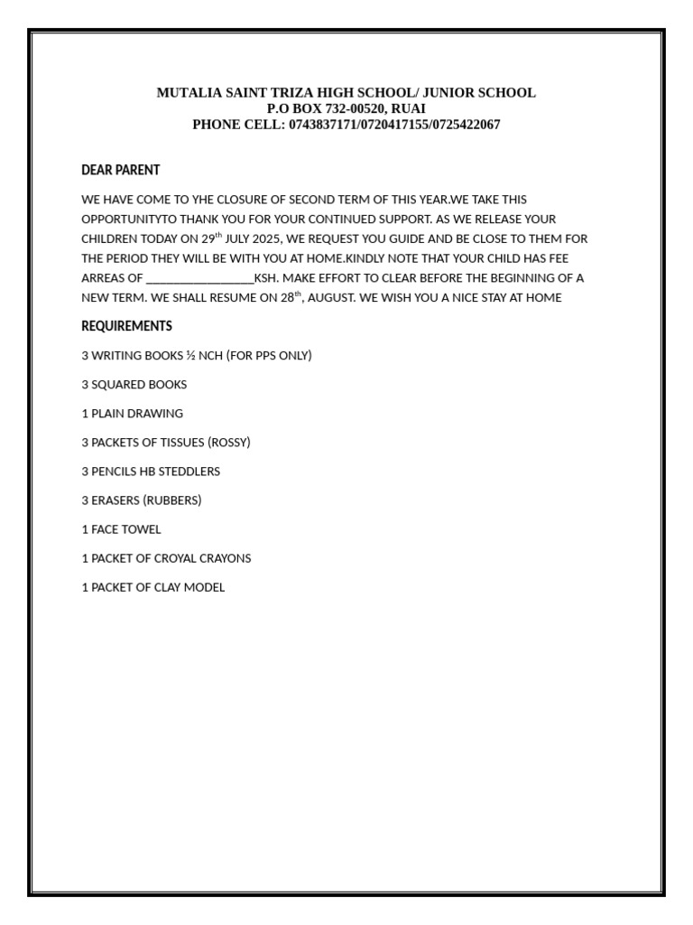 Dear Parent | PDF