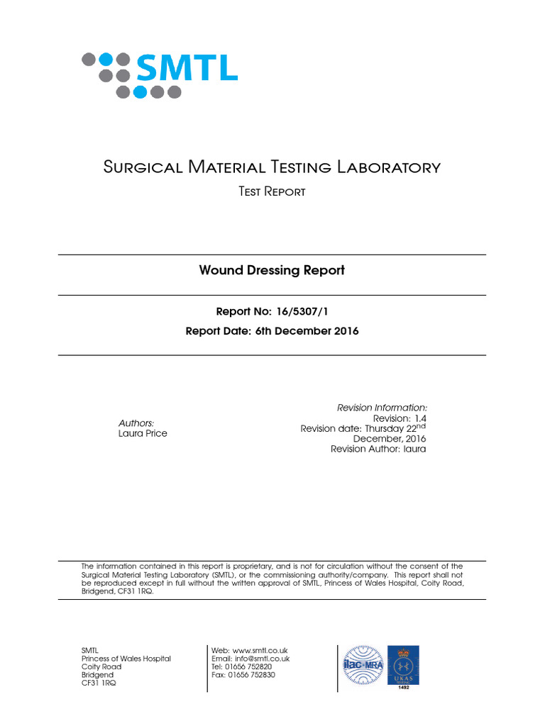 Wound Dressing Absorbency Test Report | PDF | Sodium | Physical Sciences