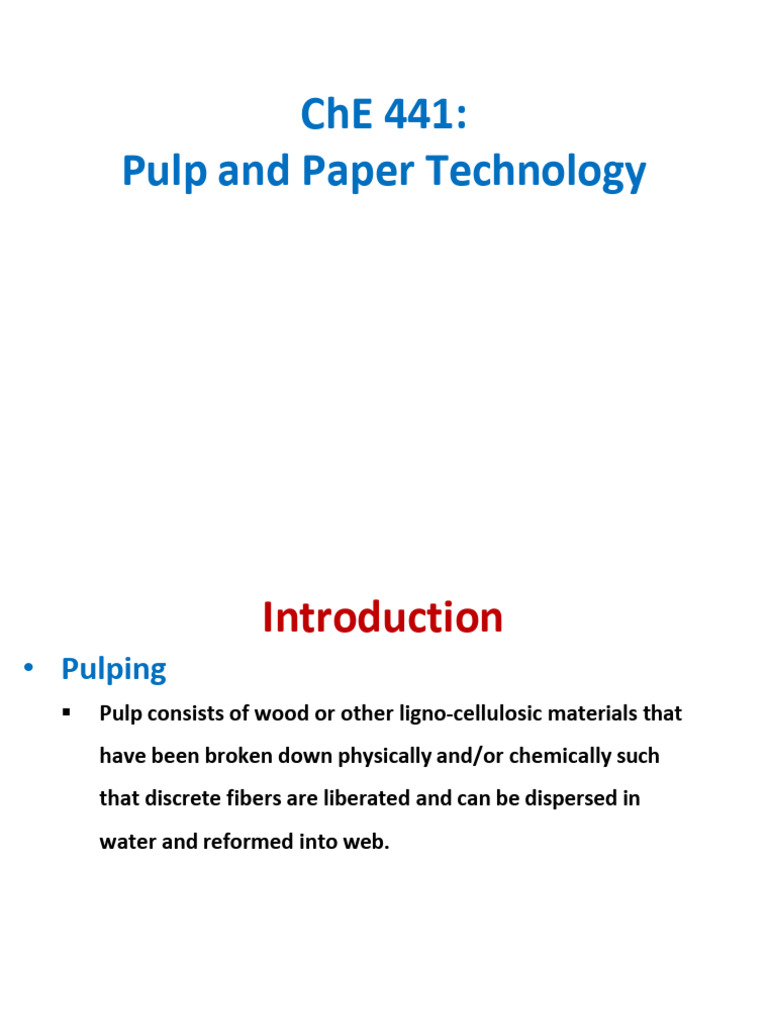 Pulp and Paper Technology Overview | PDF | Pulp (Paper) | Chemistry