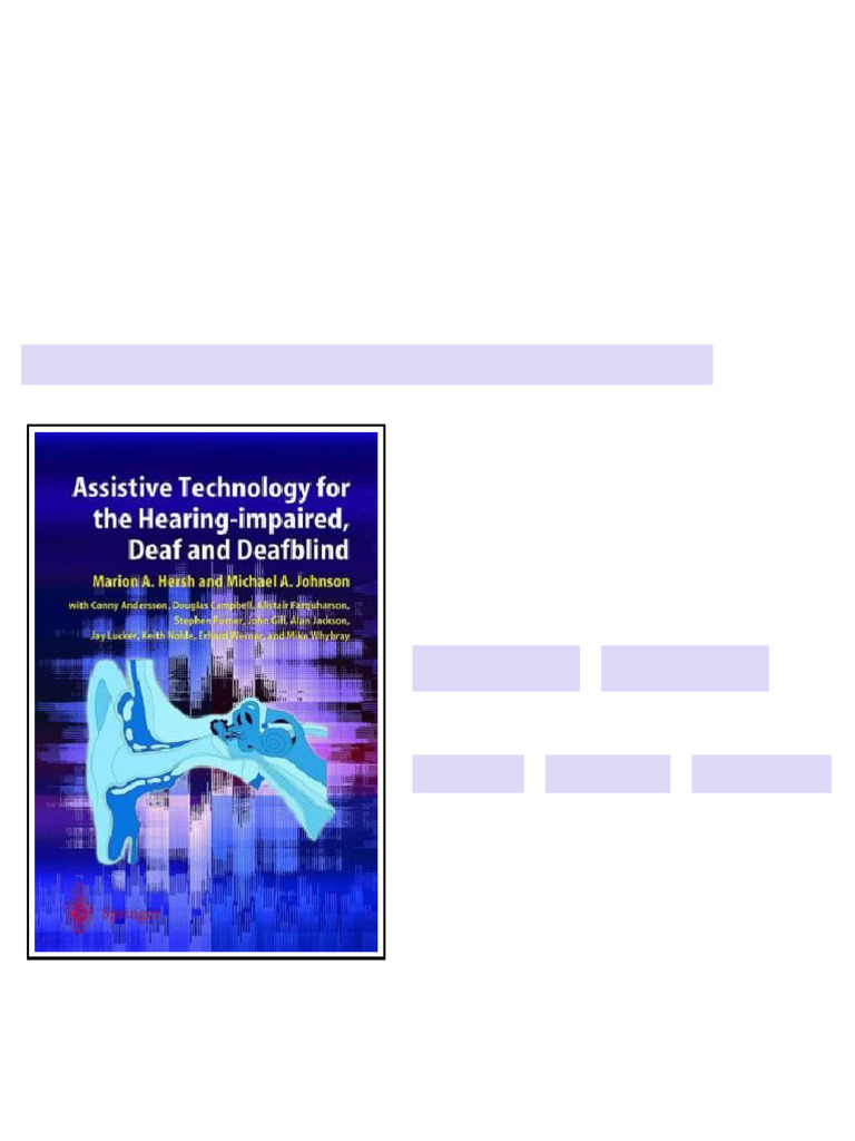 Assistive Technology for the Hearing impaired Deaf and Deafblind 1st ...