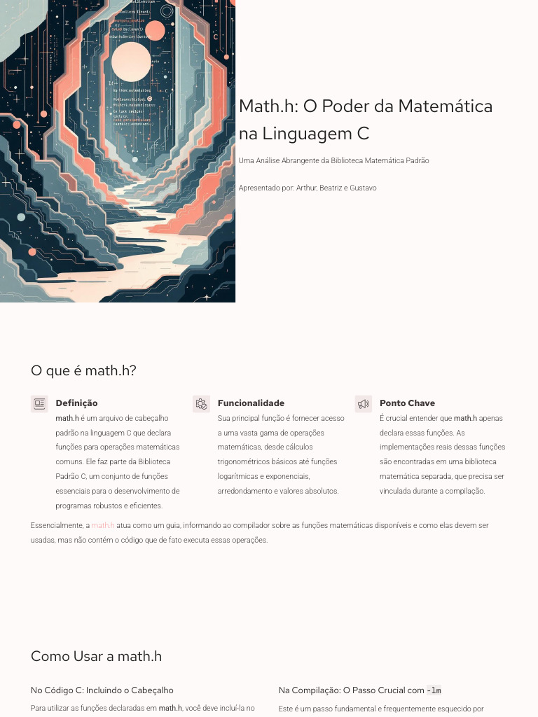 Funções da Biblioteca math.h em C | PDF | Logaritmo | Matemática