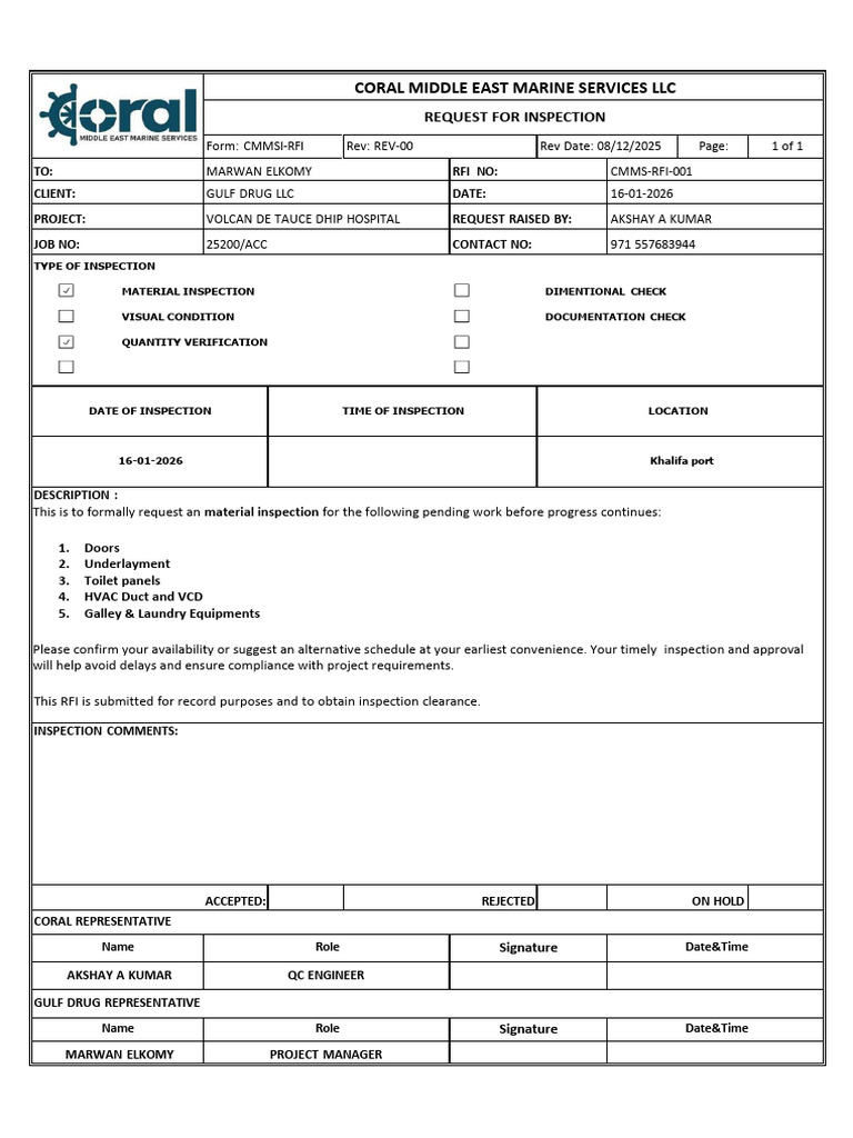 RFI Pending MIR's | PDF