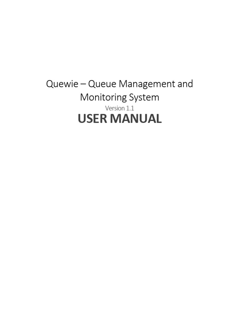 Quewie Queue Management User Manual | PDF | Login | Server (Computing)