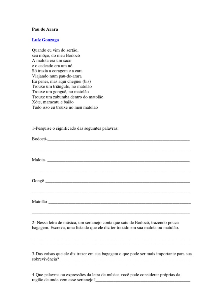 Pau de Arara-Luiz Gonzaga | PDF | Casa e Jardim