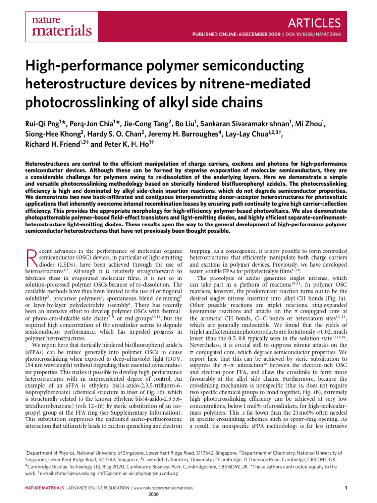 High-Performance Polymer Heterostructures | PDF | Semiconductors ...