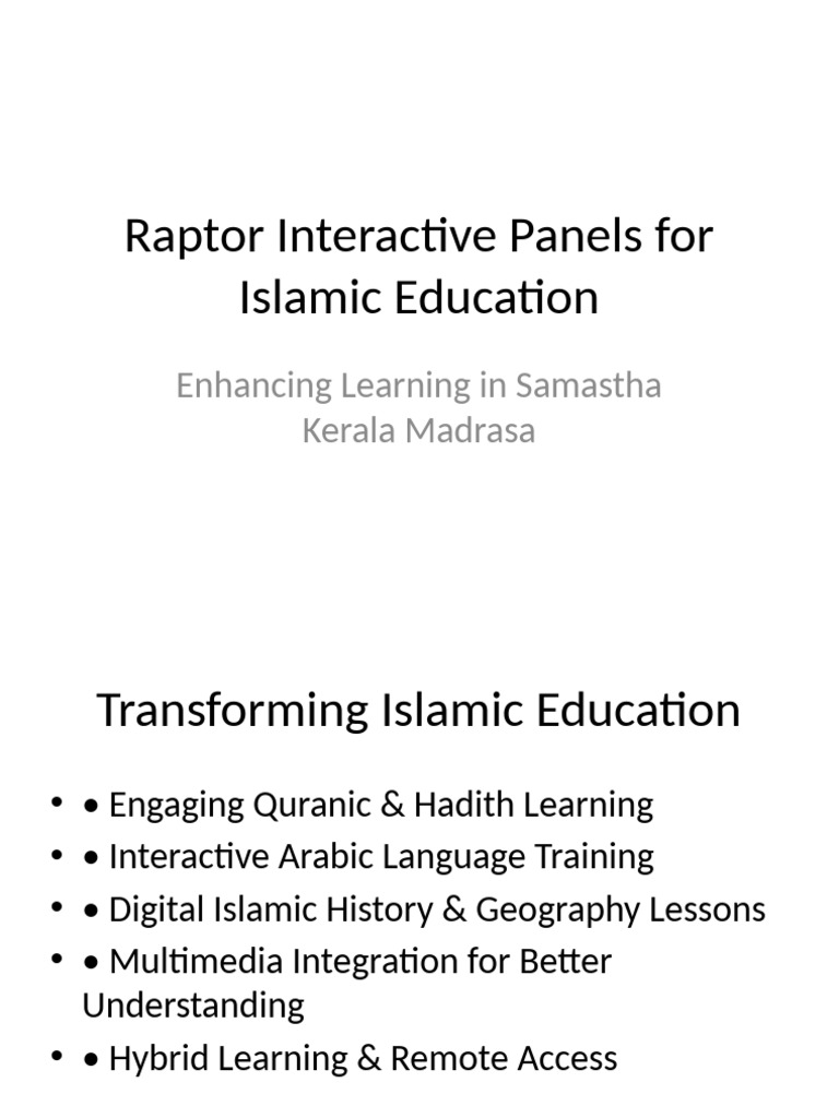 Raptor Panels: Modern Islamic Education Tools | PDF