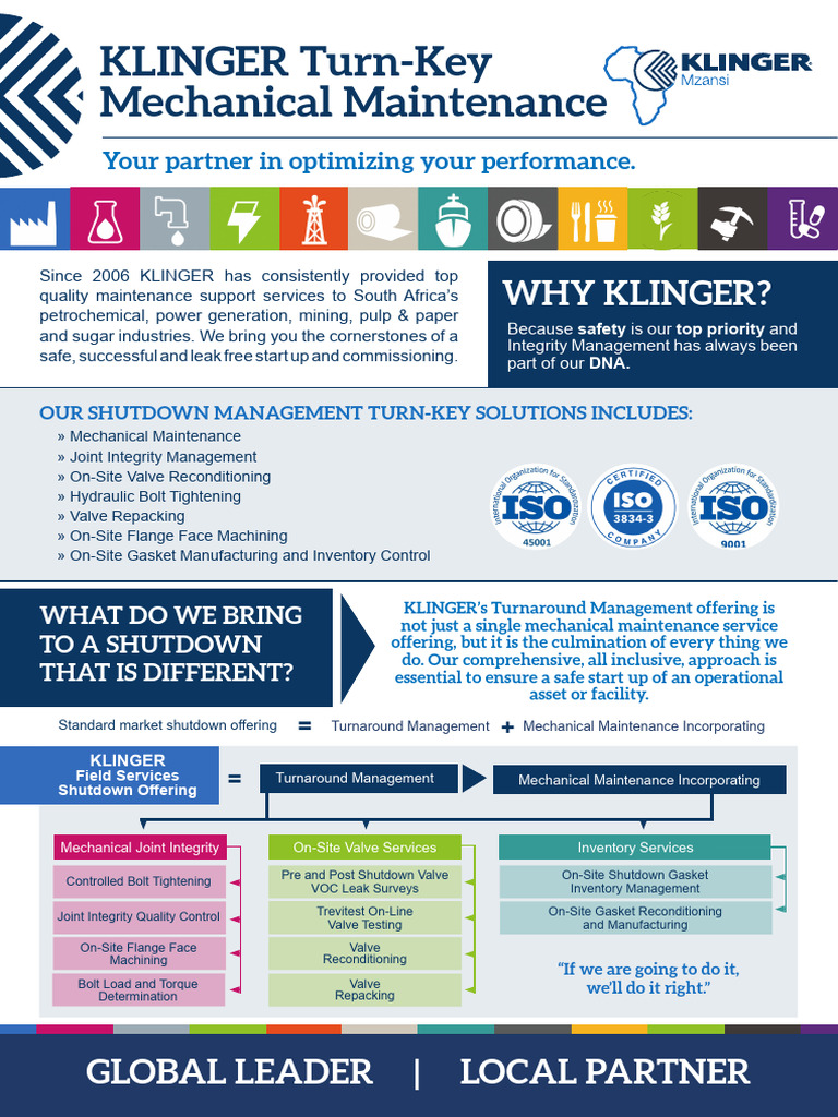KLINGER Turn-Key Mechanical Maintenance | PDF | Valve | Mechanical ...