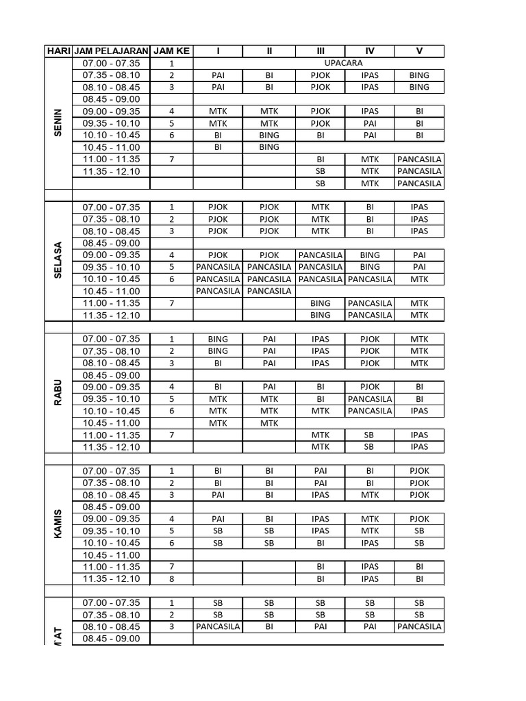 Roster Semester II | PDF