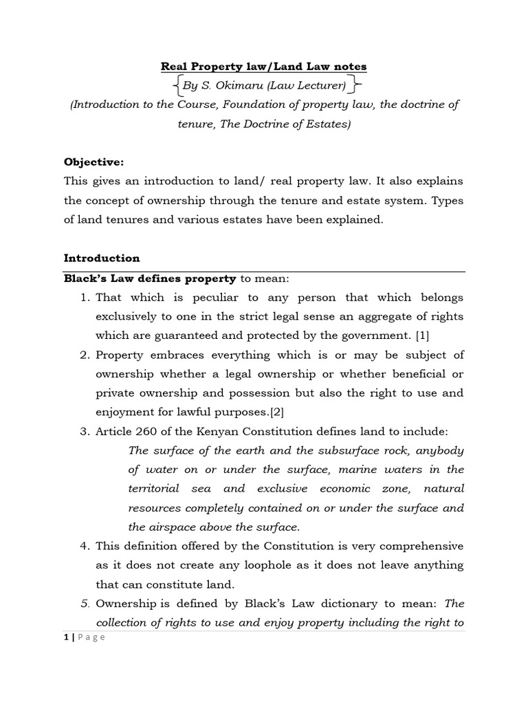 Overview of Kenyan Land Law Principles | PDF | Leasehold Estate | Fee ...