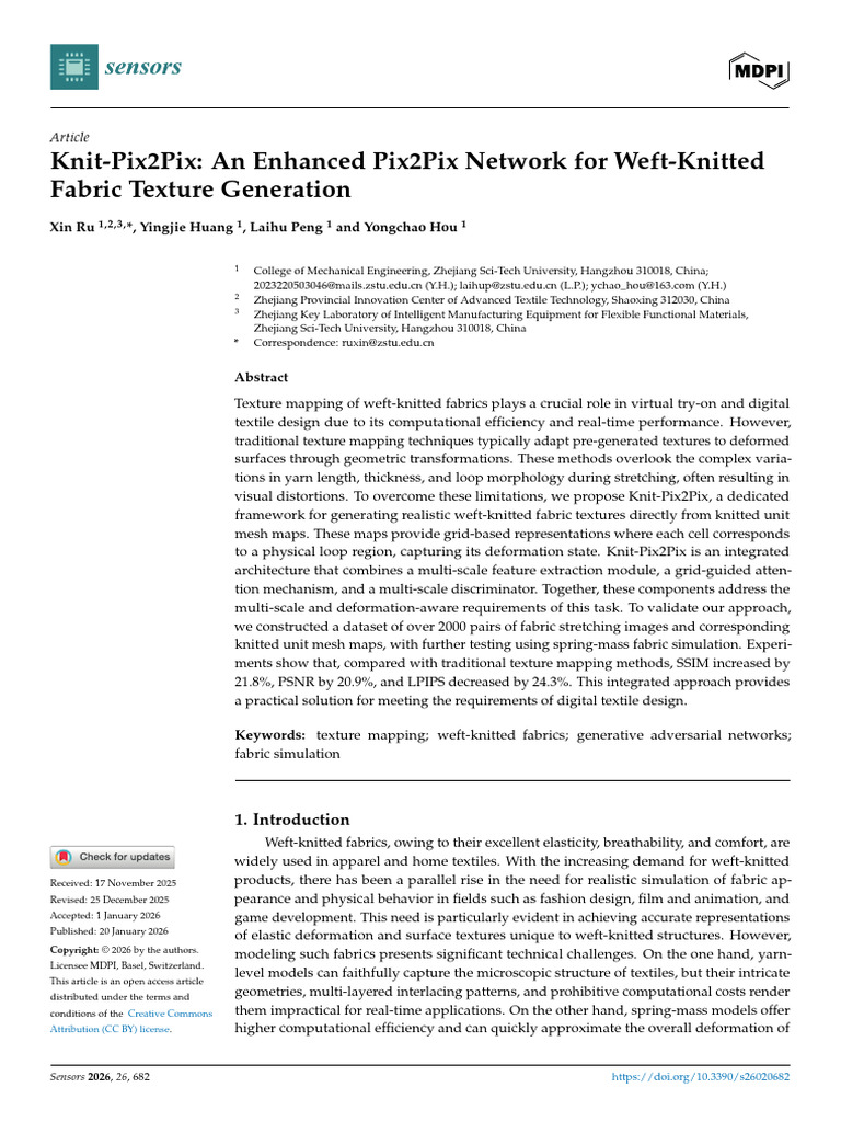 Enhanced Pix2Pix for Knitted Fabric Textures | PDF | Texture Mapping ...