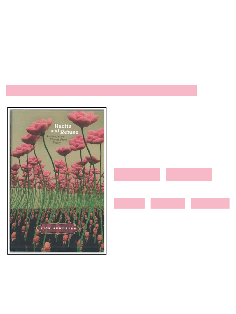 Recite and Refuse Contemporary Chinese Prose Poetry 1st Edition ...