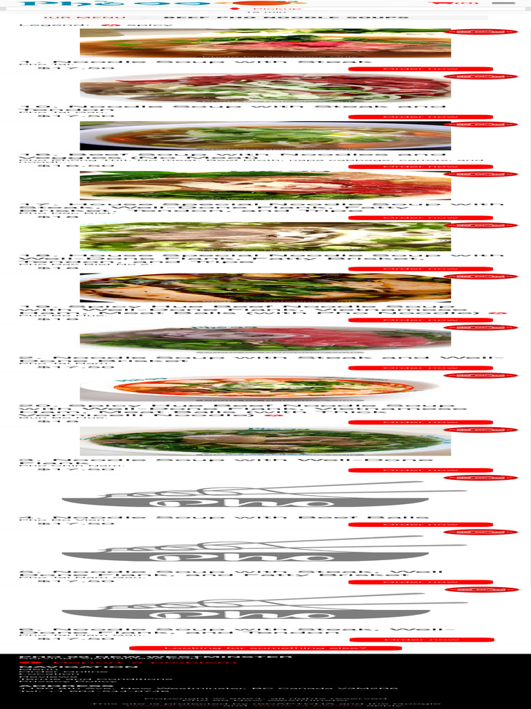 Beef Pho Noodle Soup Menu Options | PDF | Asian Cuisine | Cuisine