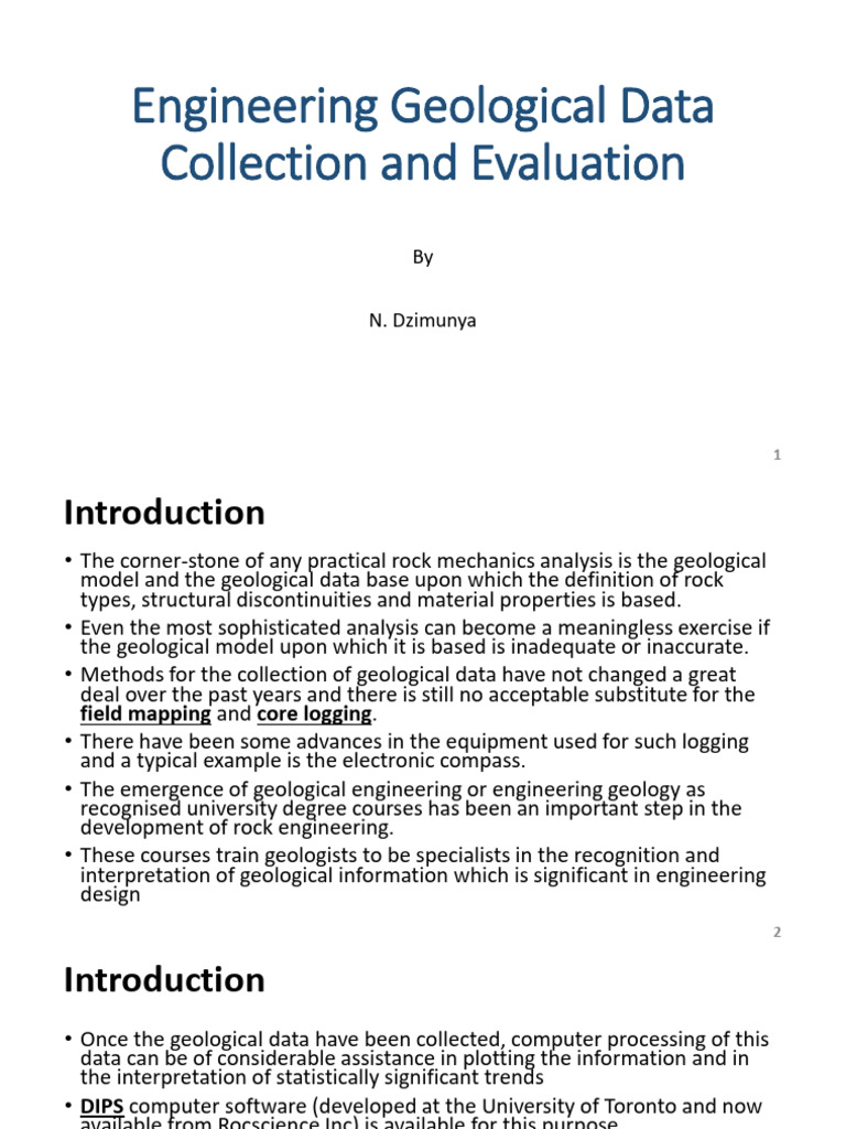 Engineering Geological Data Collection Guide | PDF | Geology