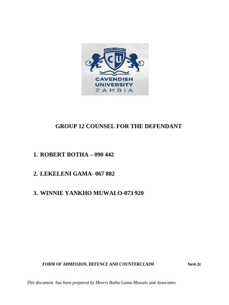 Defence for Group 12 Tracked | PDF | Affidavit | Common Law