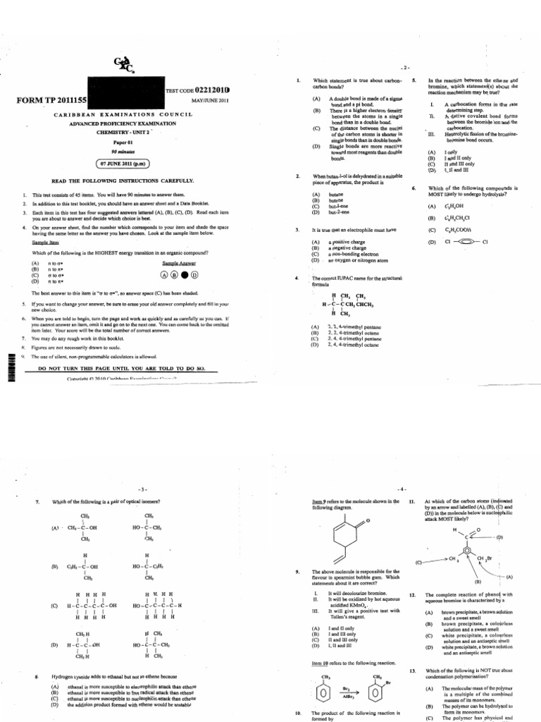 CHEM P1 2011 | PDF