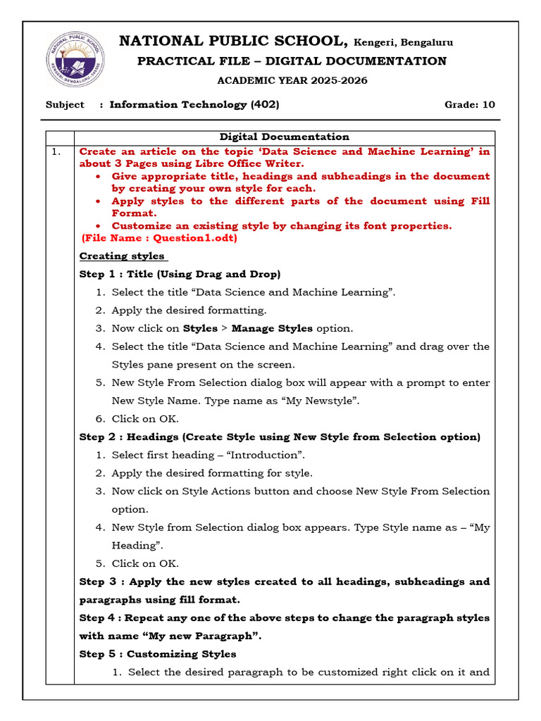 Grade 10 - Digital Documentation Practical | PDF | Software | Computing