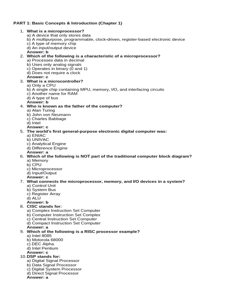 Micro Exam | PDF | Central Processing Unit | Digital Electronics