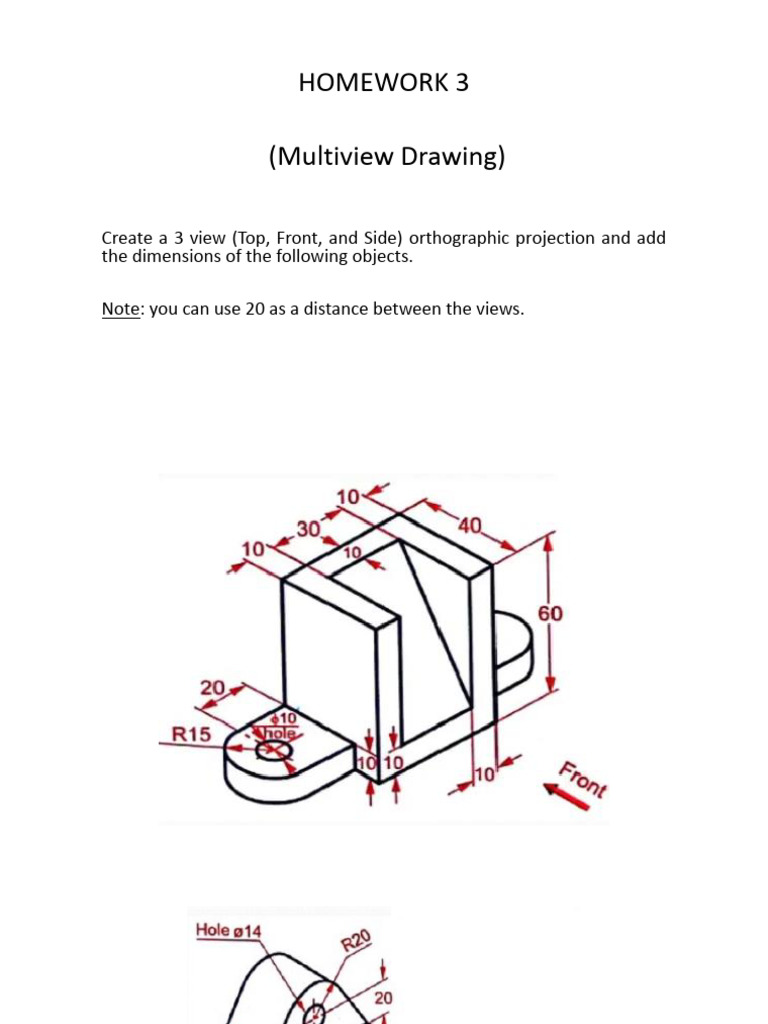 HOMEWORK 3 (Multiview Drawing) | PDF