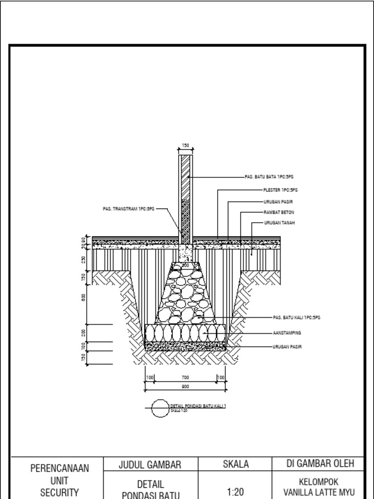 Rincian Pondasi Batu Kali 1:20 | PDF