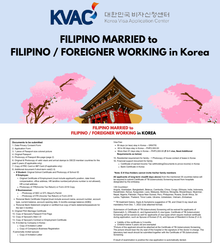 Visa Requirements for Filipino Spouses in Korea | PDF | Travel Visa ...