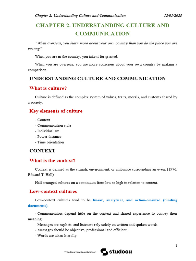 Culture and Communication Insights | PDF | Communication | Nonverbal ...