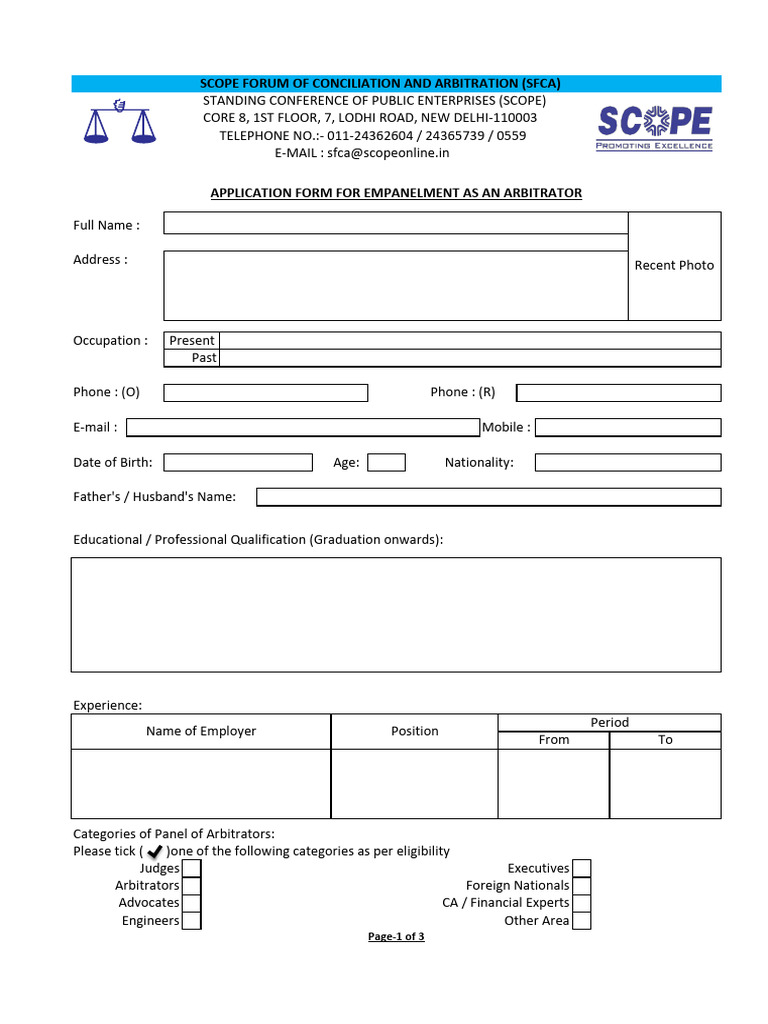 Application for Arbitrator Empanelment | PDF | Justice | Crime & Violence