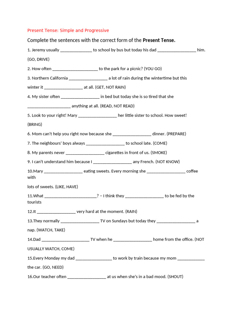 Present Tense Exercises and Usage Guide | PDF | Syntax | Grammar