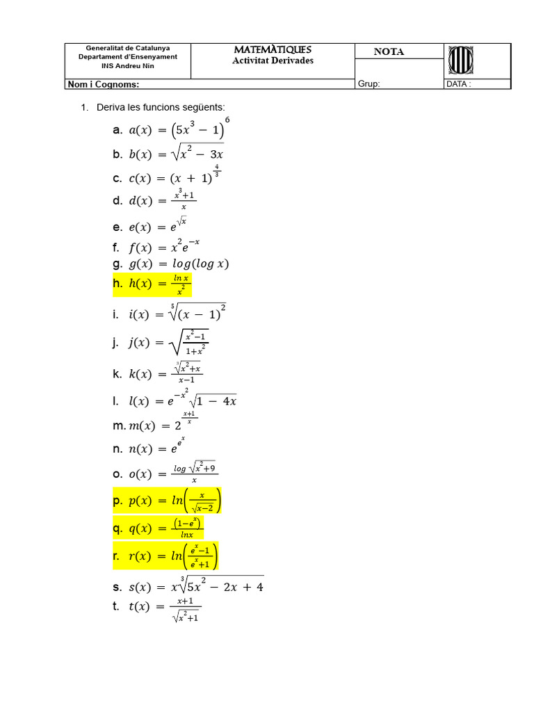 Activitat 3 - Derivades | PDF