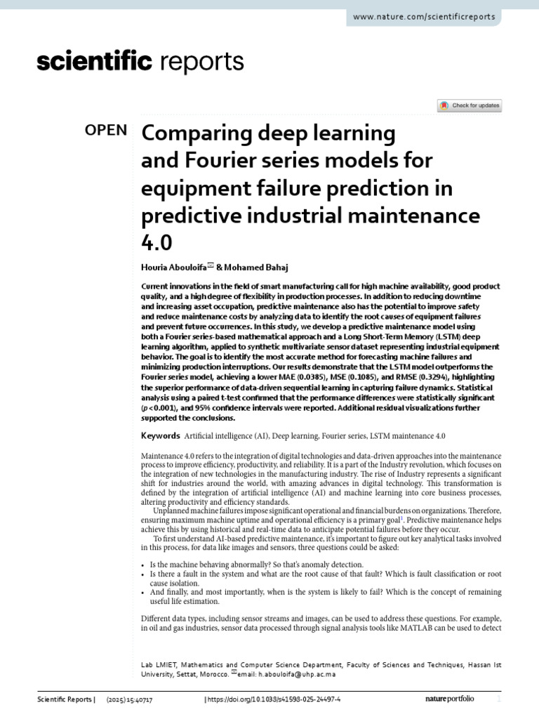Deep Learning vs Fourier Series for Failure Prediction | PDF ...