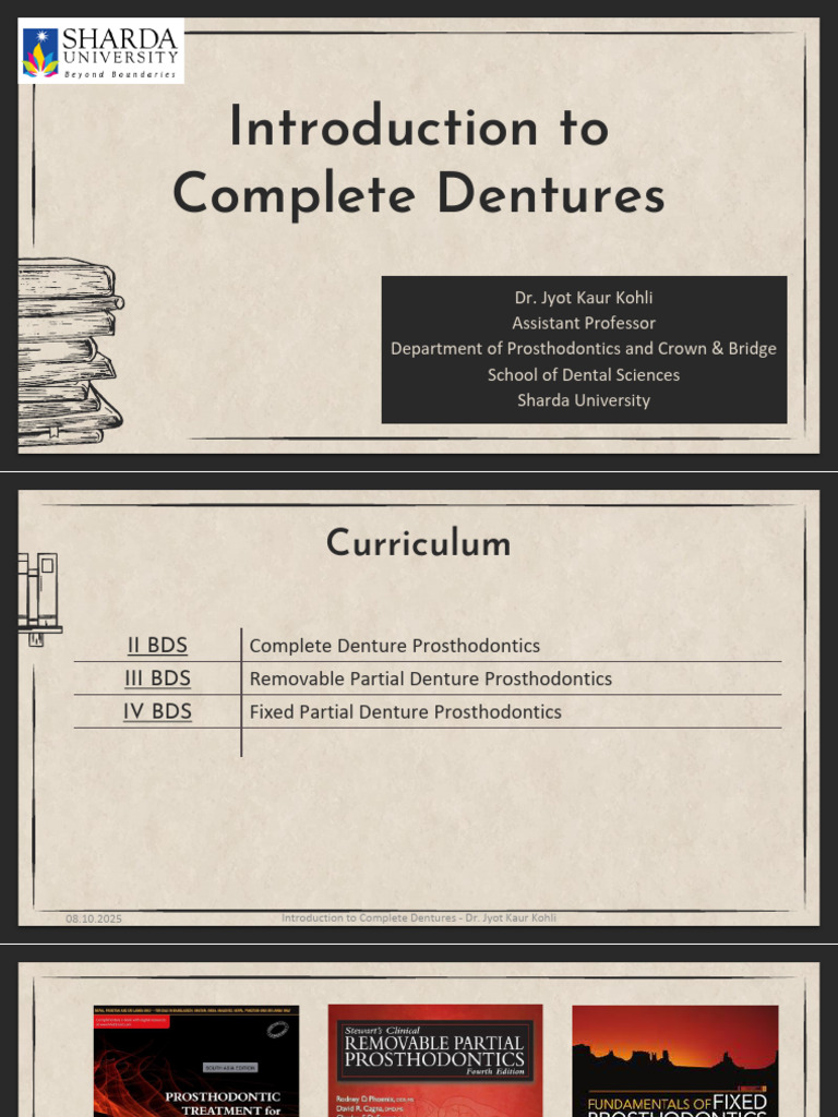 Complete Denture Prosthodontics Guide | PDF | Prosthodontics | Dentures