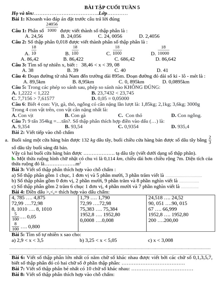 BTCT TUẦN 5 | PDF