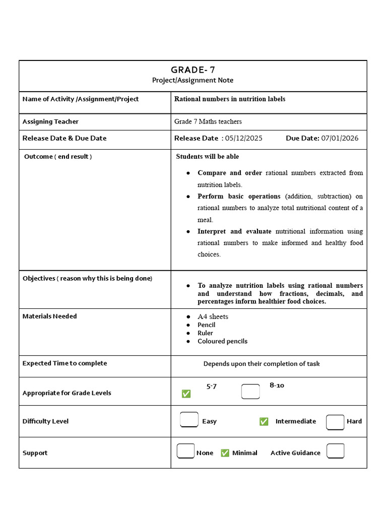Analyzing Rational Numbers in Nutrition | PDF | Nutrition Facts Label ...