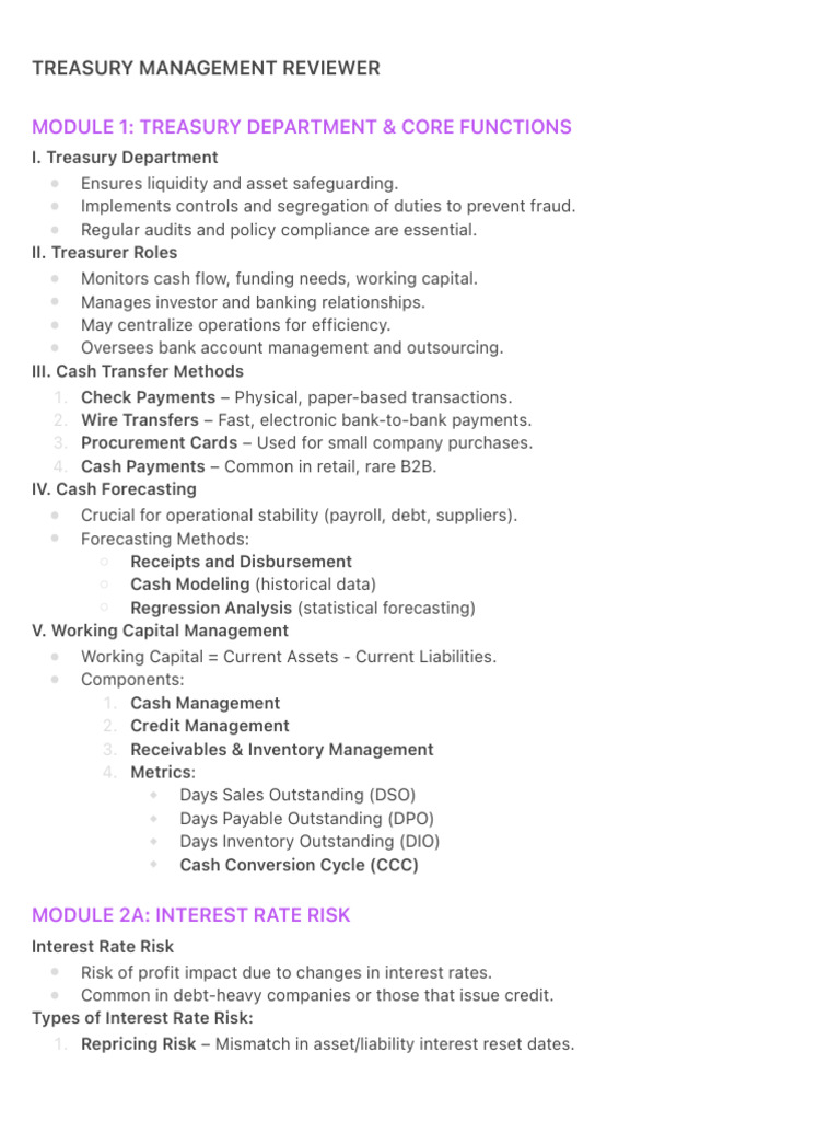 Treasury Management Overview Guide | PDF | Foreign Exchange Market | Debt