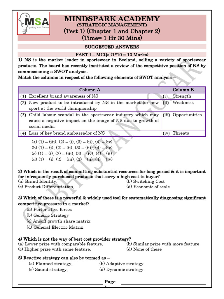 Test 1 Question Chapter 1 & 2 | PDF | Business | Business Process