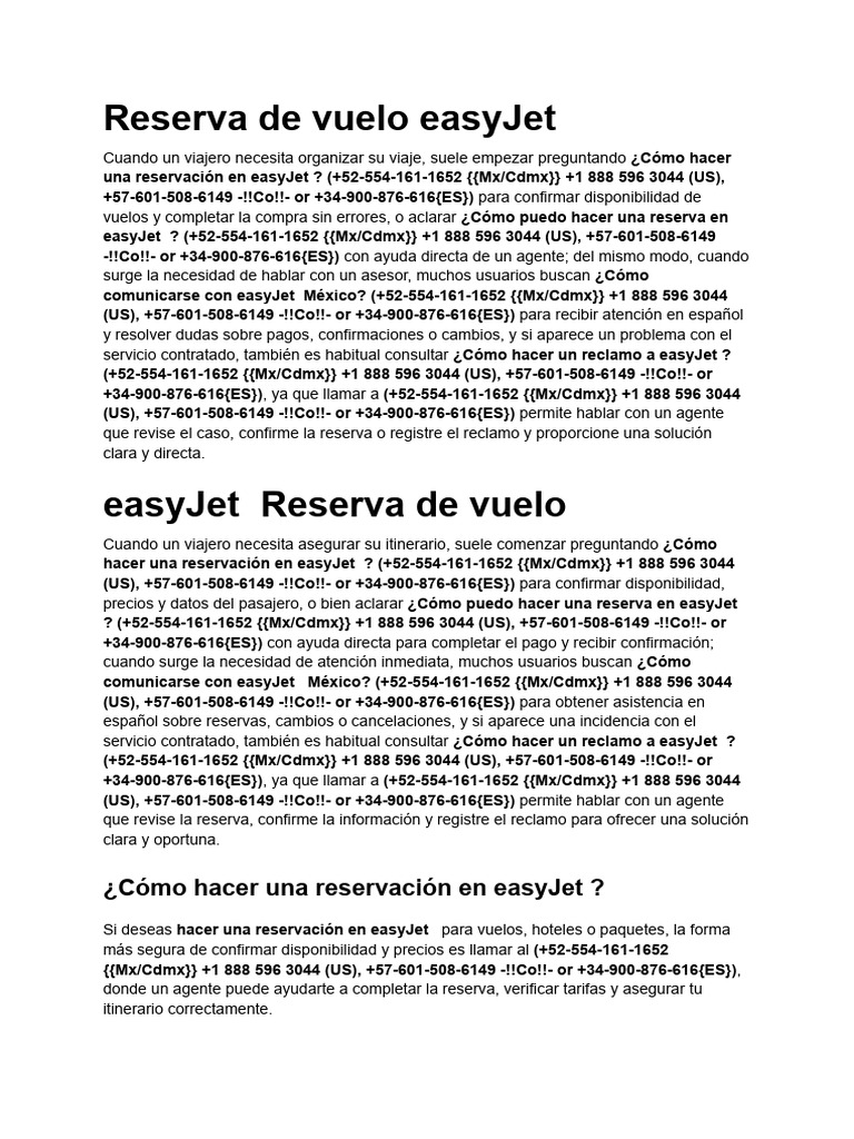 Reserva de vuelo easyJet | PDF