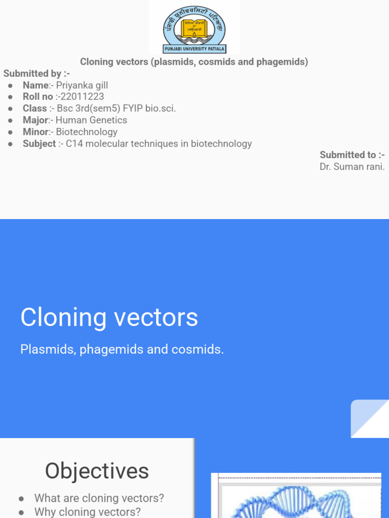 Cloning Vectors (Minor) Priyanka | PDF | Molecular Cloning | Vector ...