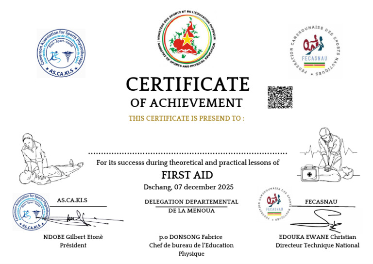 First Aid Achievement Certificate 2025 | PDF