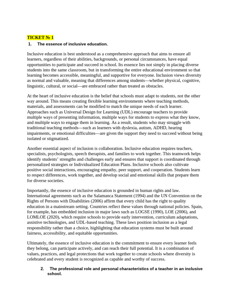 Understanding Inclusive Education Essentials | PDF | Inclusion ...