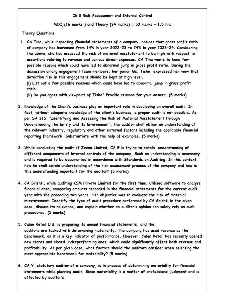 Risk Assessment and Internal Control Insights | PDF | Audit | Internal ...