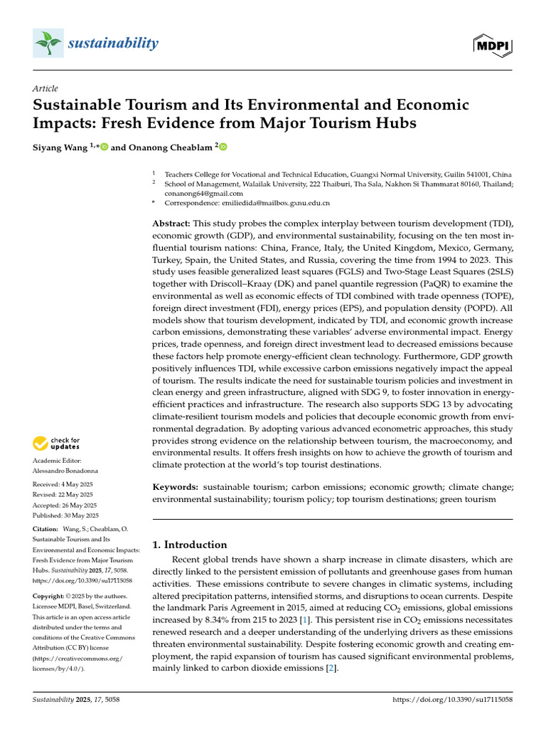 Sustainable Tourism's Economic and Environmental Effects | PDF ...