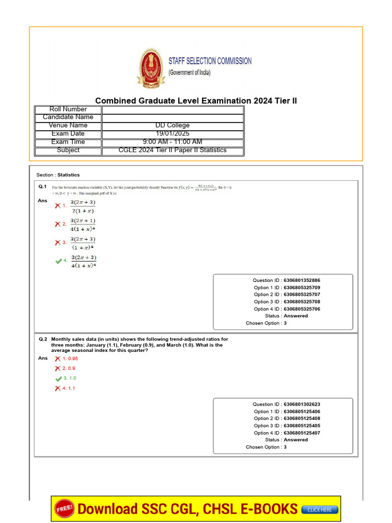 SSC CGL Tier 2 Statistics Exam Guide | PDF | Analysis Of Covariance ...