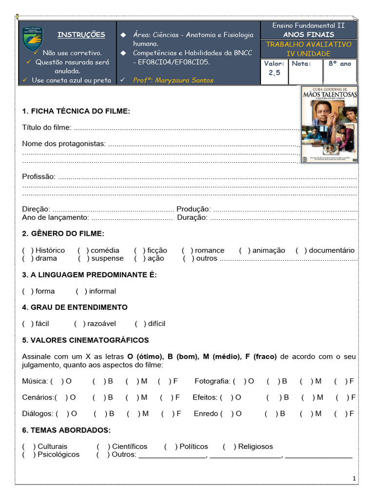 Ficha Técnica e Análise de Filme | PDF | Enredo (narrativa) | Narrativa