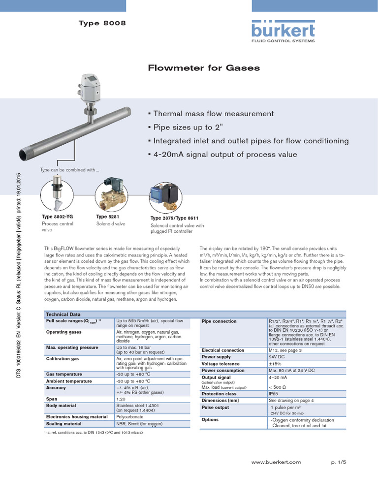 Large Flow Gas Flowmeter 8008 | PDF | Flow Measurement | Gases