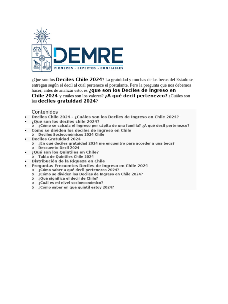 Deciles de Ingreso en Chile 2024 | PDF | La distribución del ingreso ...