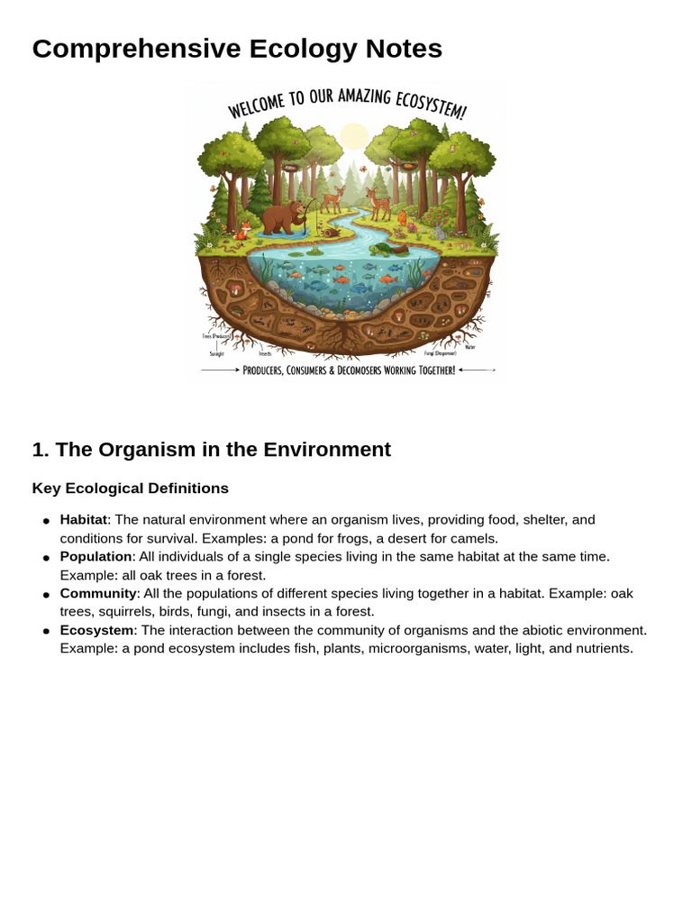 Essential Ecology Study Guide | PDF | Food Web | Climate Change