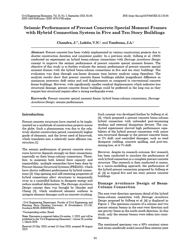 Seismic Performance of Precast Frames | PDF | Prestressed Concrete ...