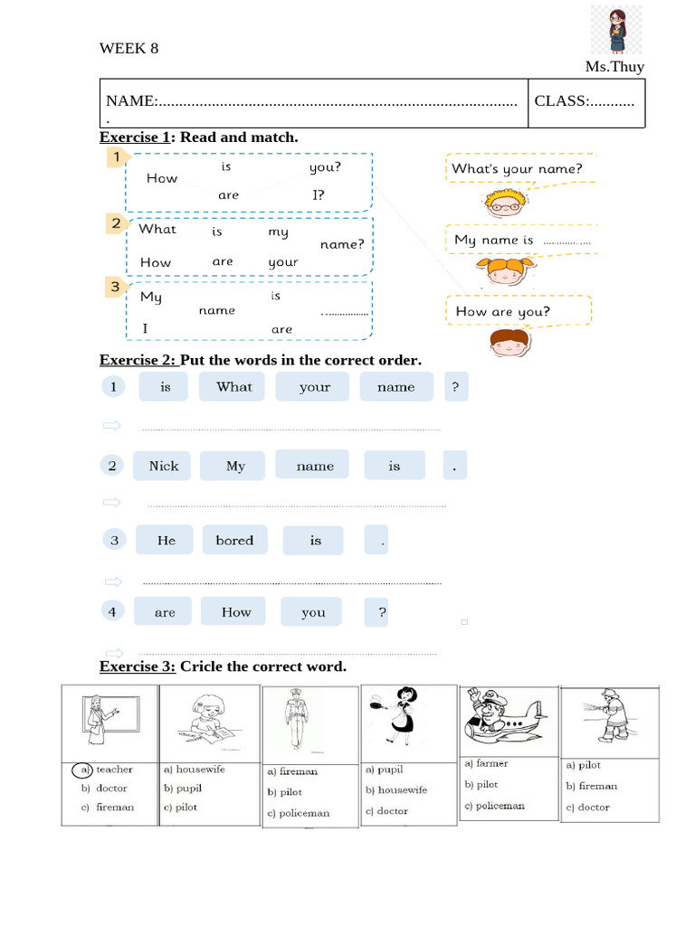 Week 8 English Exercises for Students | PDF