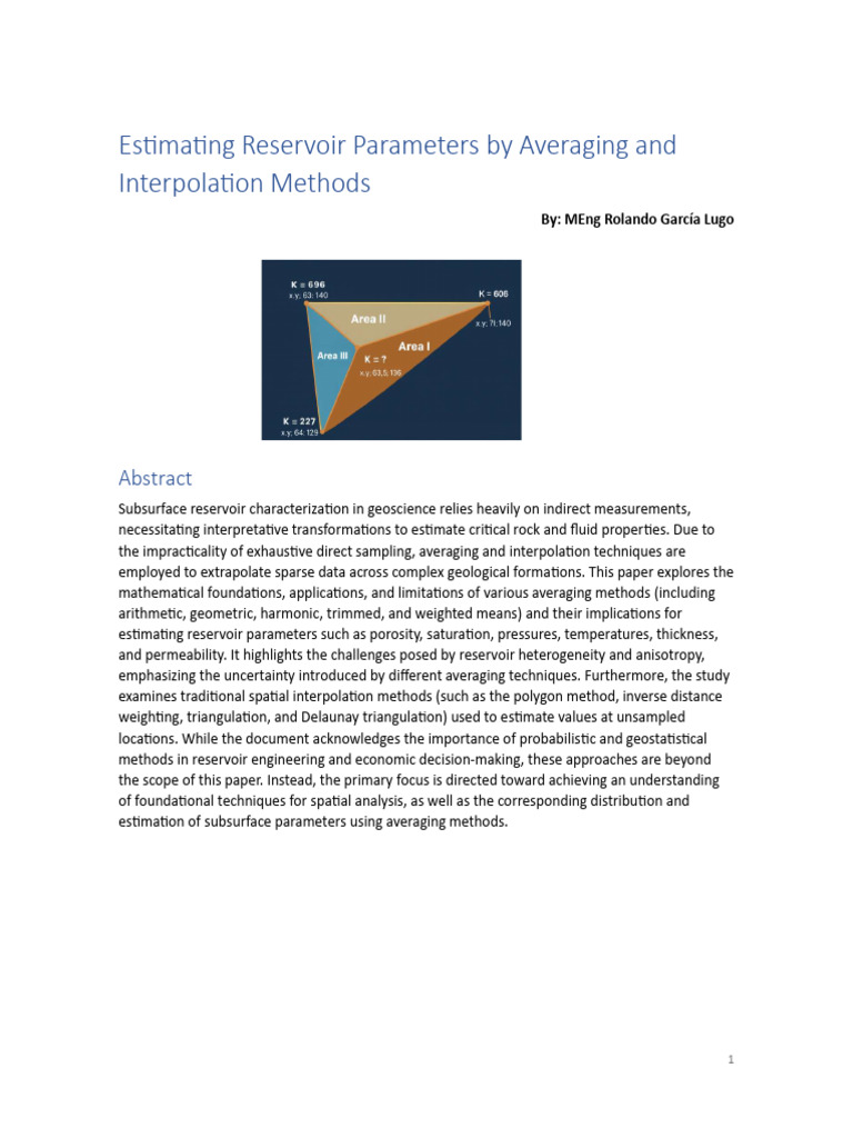 Reservoir Parameter Estimation Techniques | PDF | Mean | Variance