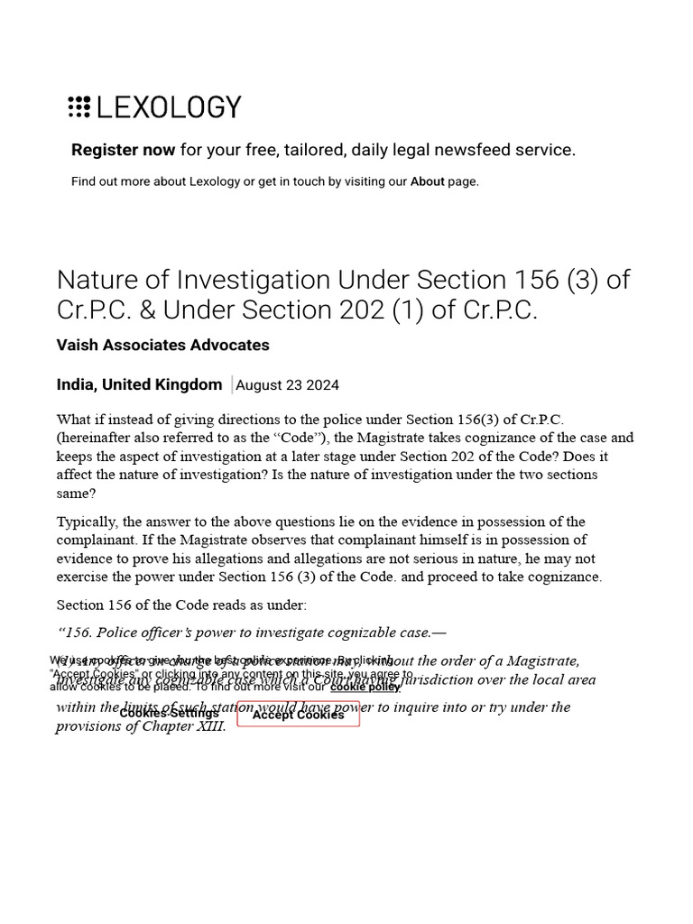Nature of Investigation Under Section 156 (3) of Cr.P.C. & Under ...