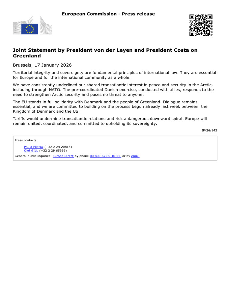 Joint Statement by President Von Der Leyen and President Costa on ...